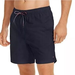 TOMMY HILFIGER MENS XL SWIM TRUNKS MAILLOT SHORTS BLUE CORE NWT 7" INSEAM
